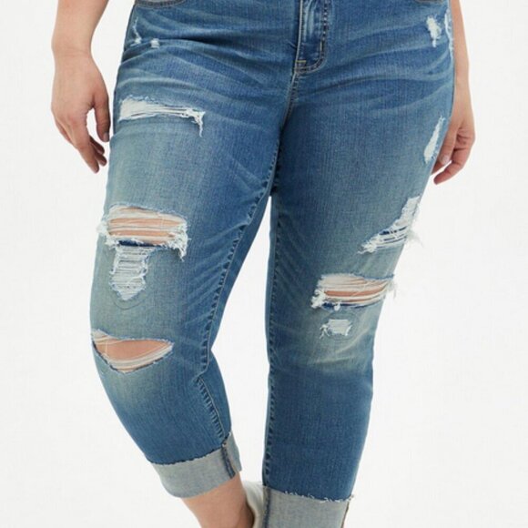 Torrid Crop Boyfriend Straight Stretch Mid-Rise Jean Cropped Size 20R - Picture 13 of 15